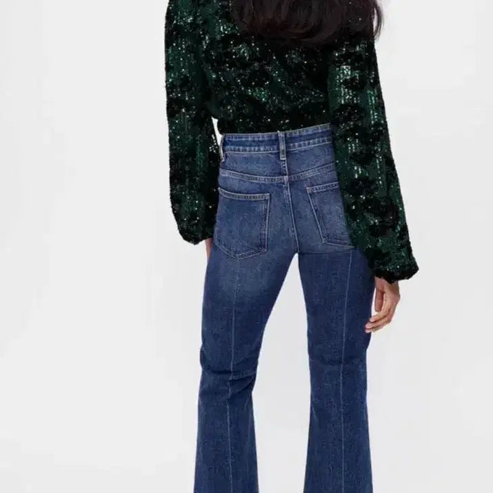[BUNJANG] Maje Flare Denim Jeans Blue Bootcut Size 40 (L) / 마쥬 플레어 데님 진청 부츠컷 40 (L)