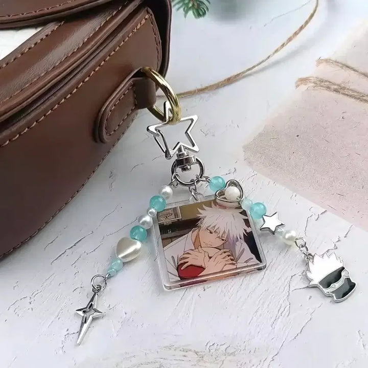 [BUNJANG] Jujutsu Kaisen Satoru Gojo Beaded Keychain / 주술회전 고죠사토루 고죠비즈키링 비공굿 고죠키링