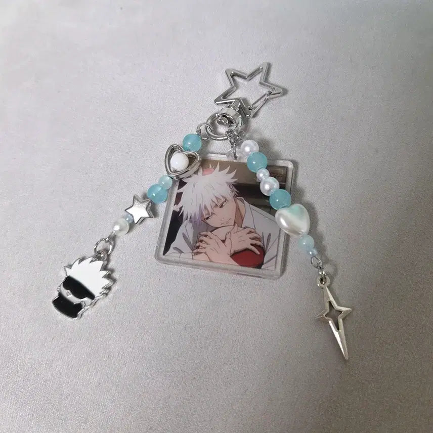 [BUNJANG] Jujutsu Kaisen Satoru Gojo Beaded Keychain / 주술회전 고죠사토루 고죠비즈키링 비공굿 고죠키링