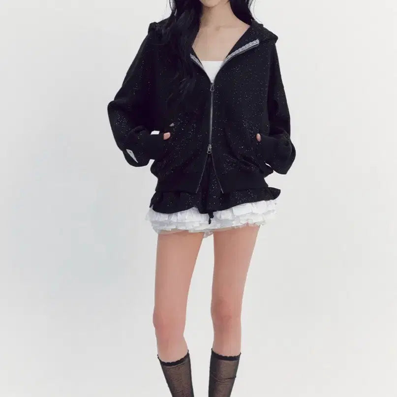 [BUNJANG] Dirtys Twinkle Bouquet Layered Setup Hoodie &amp; Skirt Set / 더티스 트윙클 부케 레이어드 셋업