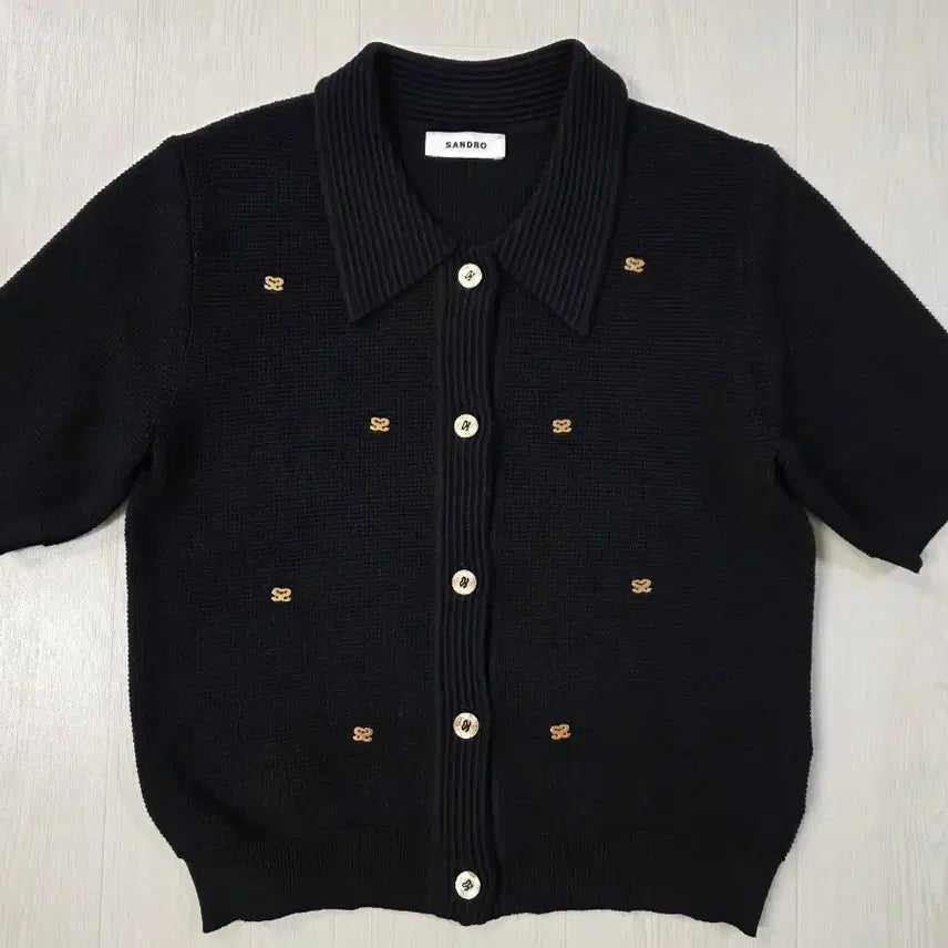 [BUNJANG] Sandro Black Short-Sleeve Cardigan / 산드로 블랙 반팔 가디건 (55)