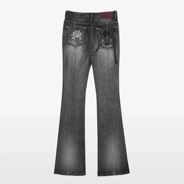 [BUNJANG] Darling Your Bad Rose Bootcut Denim Black S / 달링유어배드 로즈 부츠컷 데님 블랙 s