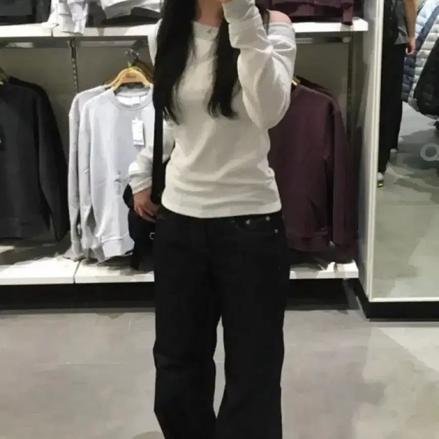 [BUNJANG] Letter From Moon Layered One-Shoulder T-Shirt White (New) / 레터프롬문 레이어드 원숄더 티셔츠 화이트 (새상품)