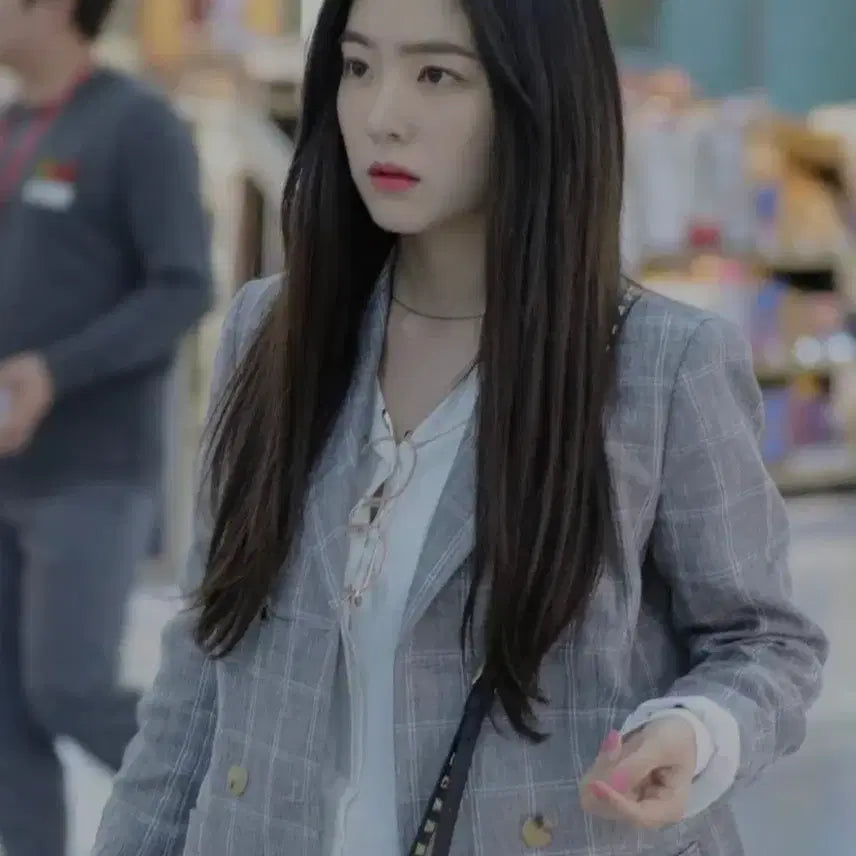 [BUNJANG] Sandro Linen Check Double Setup Set (Irene Wear) / (55사이즈)거의새상품/산드로 린넨 체크 더블 셋업(아이린착용)