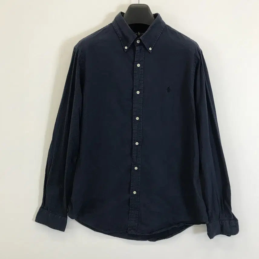[BUNJANG] Polo Ralph Lauren Classic Seersucker Shirt Navy L / 폴로 랄프로렌 클래식 시어서커 셔츠 네이비 QR [L]