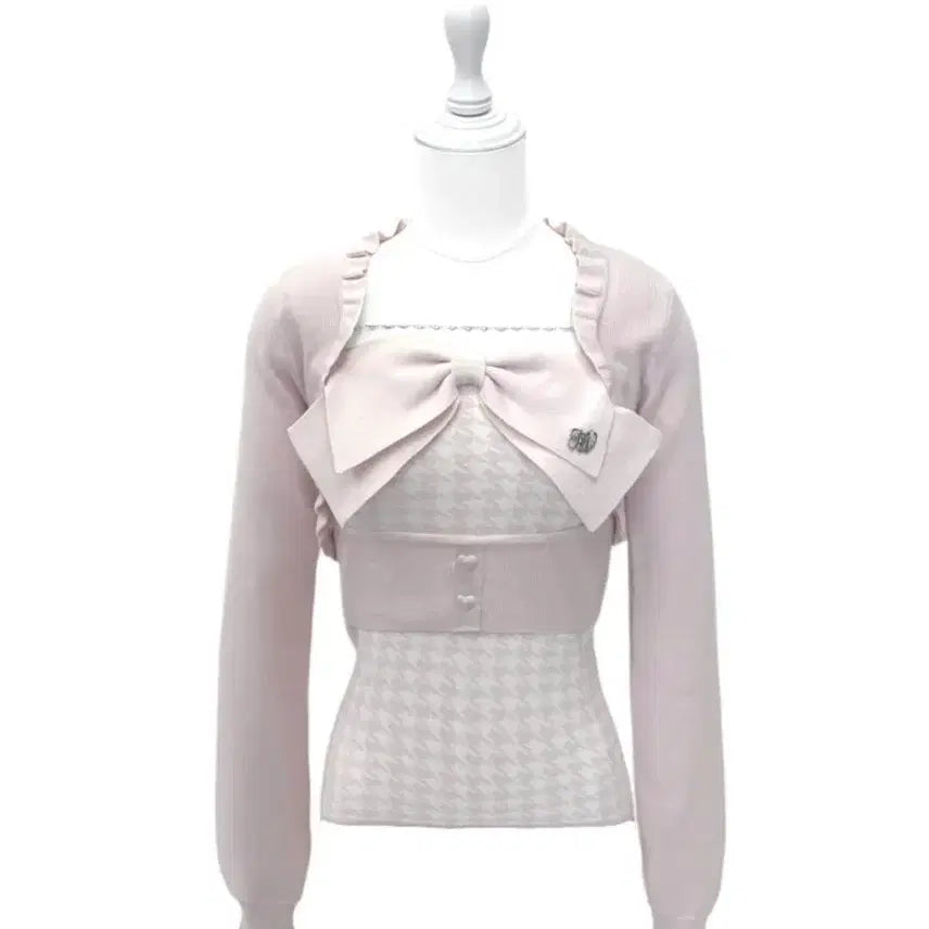 [BUNJANG] Honeymew Big Ribbon Heart Chain Knit - Shell Pink / 허니뮤 빅리본 하트 체인 니트 / 피움 걸리 스나계 다리치 일브 지뢰계