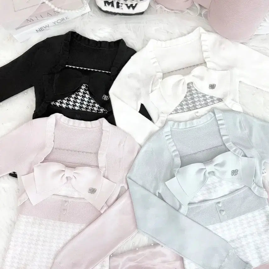 [BUNJANG] Honeymew Big Ribbon Heart Chain Knit - Shell Pink / 허니뮤 빅리본 하트 체인 니트 / 피움 걸리 스나계 다리치 일브 지뢰계