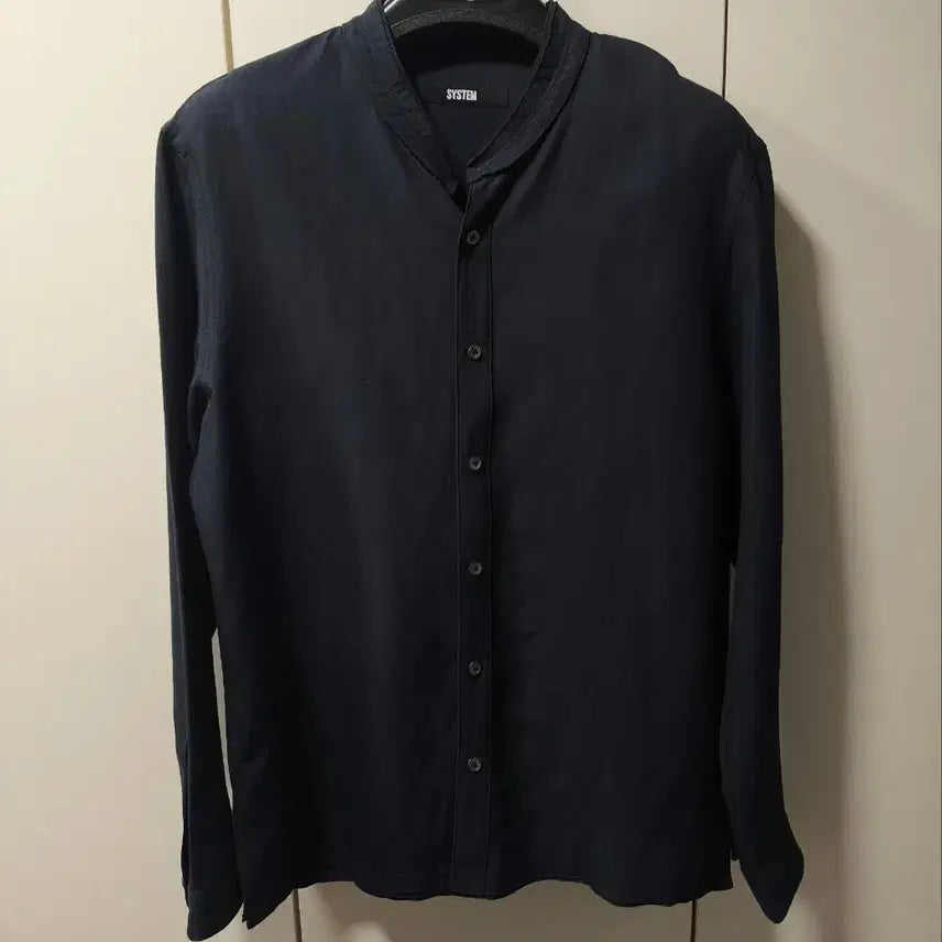 [BUNJANG] 95 System Rayon Blend Mandarin Collar Shirt / 95 시스템 레이온 마 밴드 만다린 카라 셔츠