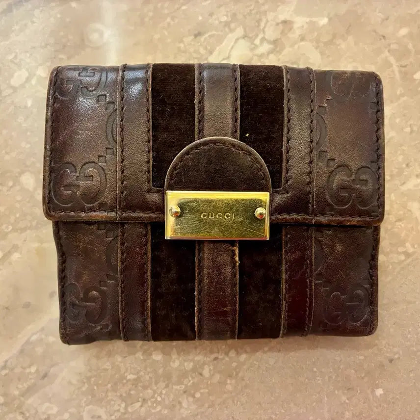 [BUNJANG] Gucci GG Logo Brown Bifold Wallet / 구찌 GG 로고 브라운 반지갑