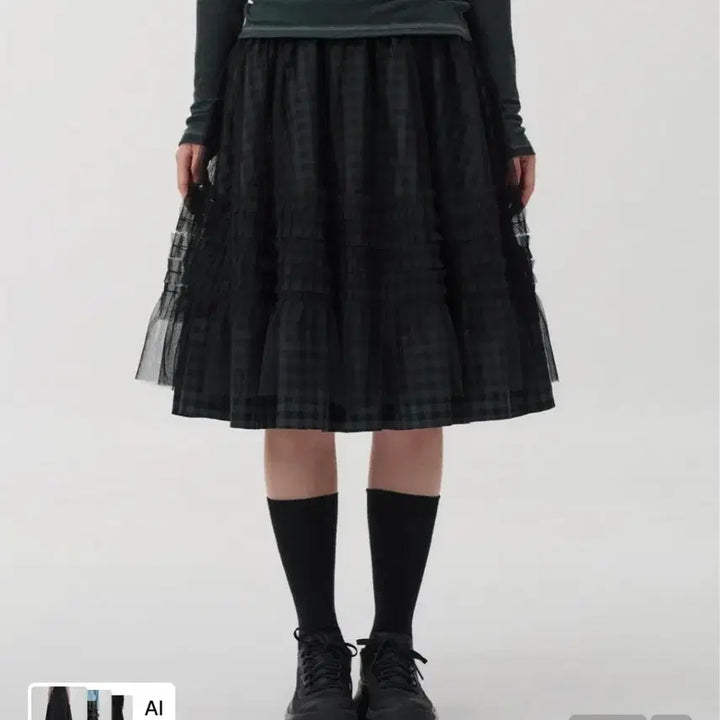 [BUNJANG] OHEHIO Layered Frill Midi Skirt (Khaki Check) / 오헤시오 레이어드 프릴 미디 스커트 (카키체크)
