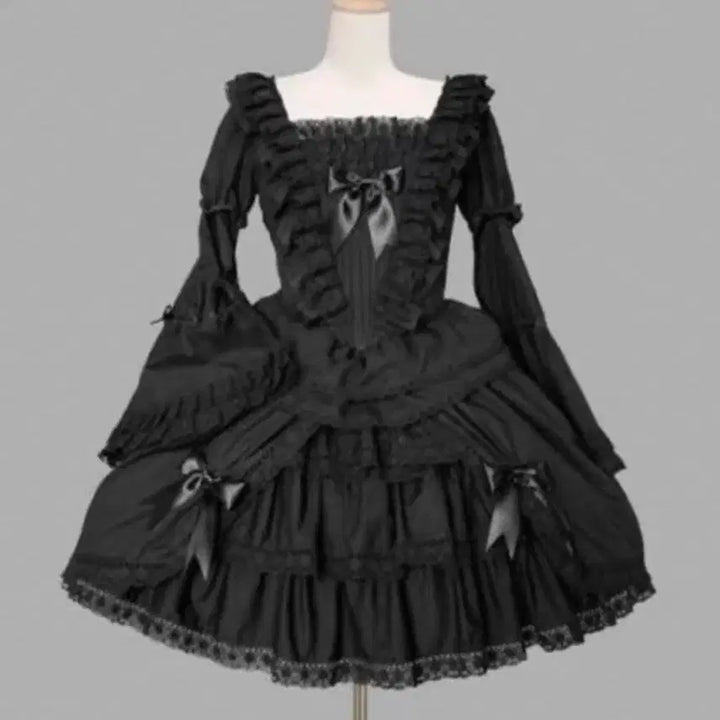 [BUNJANG] Goth Lolita Dress Set with Headress and Bag / 오늘만할인) 고스로리 원피스 가방 헤도레 세트