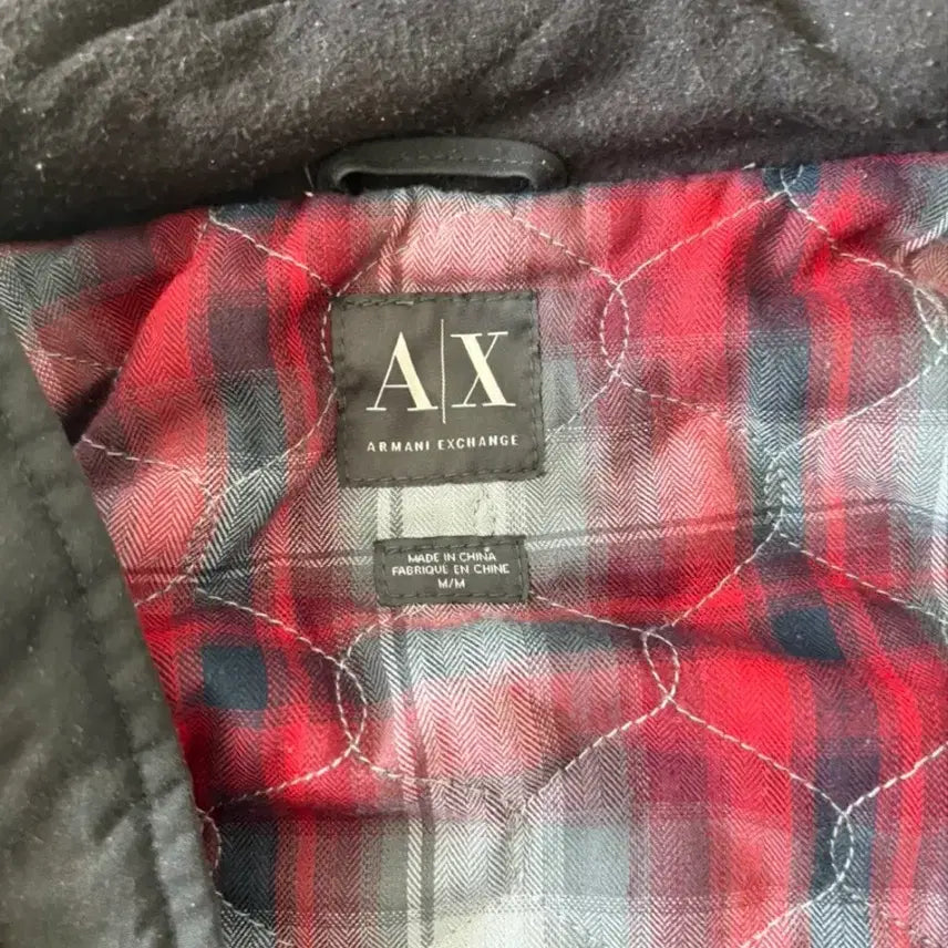 [BUNJANG] Armani Exchange Checked Quilted Hooded Jacket Jumper / 아르마니 익스체인지 체크 누빔 퀄팅 자켓 후드 점퍼