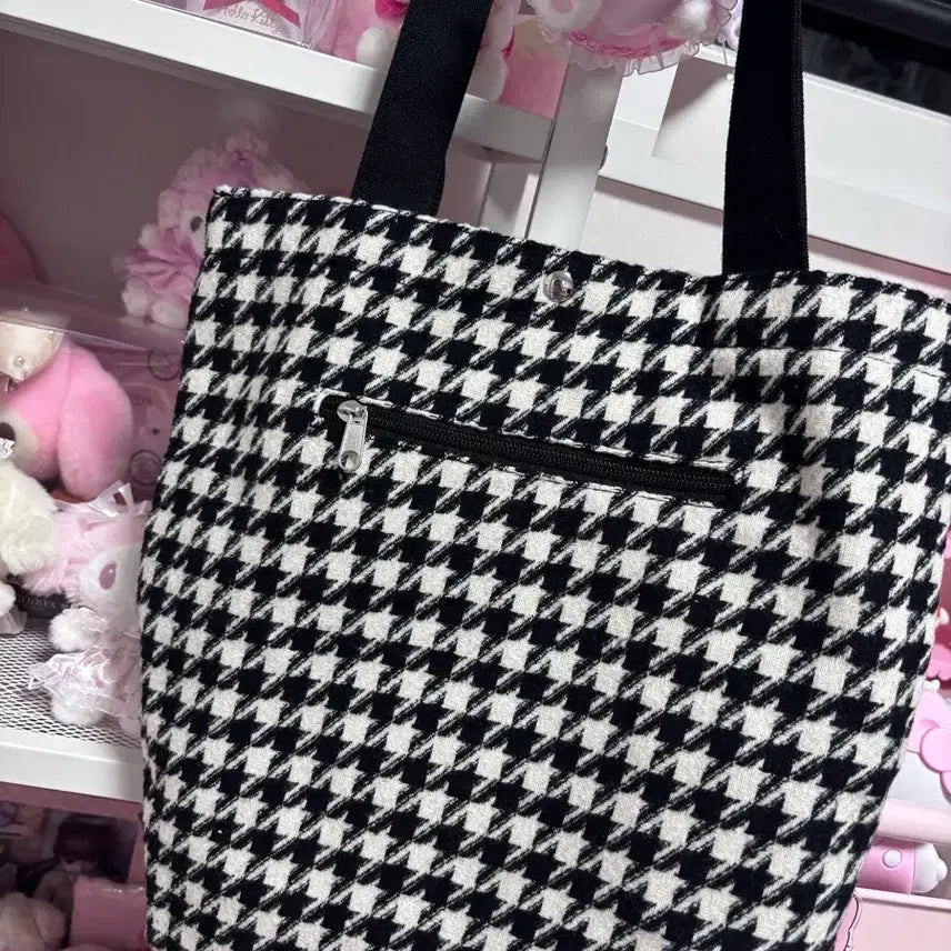 [BUNJANG] Hello Kitty Houndstooth Check Tote Bag / (새상품)키티 하운드투스 체크 토트백
