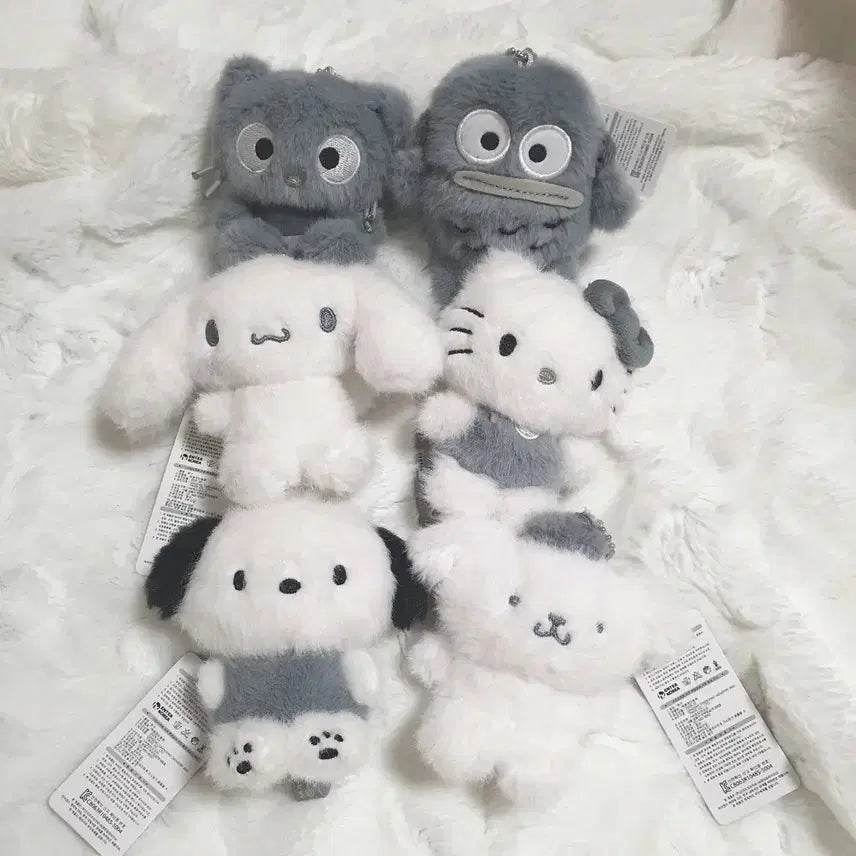 [BUNJANG] Sanrio Monotone 8 Series Character Keyrings (Hello Kitty, Hangyodon, Pochacco, Pom Pom Purin, Choco Cat) / 산리오 모노톤8_ 키티 한교동 포차코 폼폼푸린 초코캣 시나모롤 인형 키링