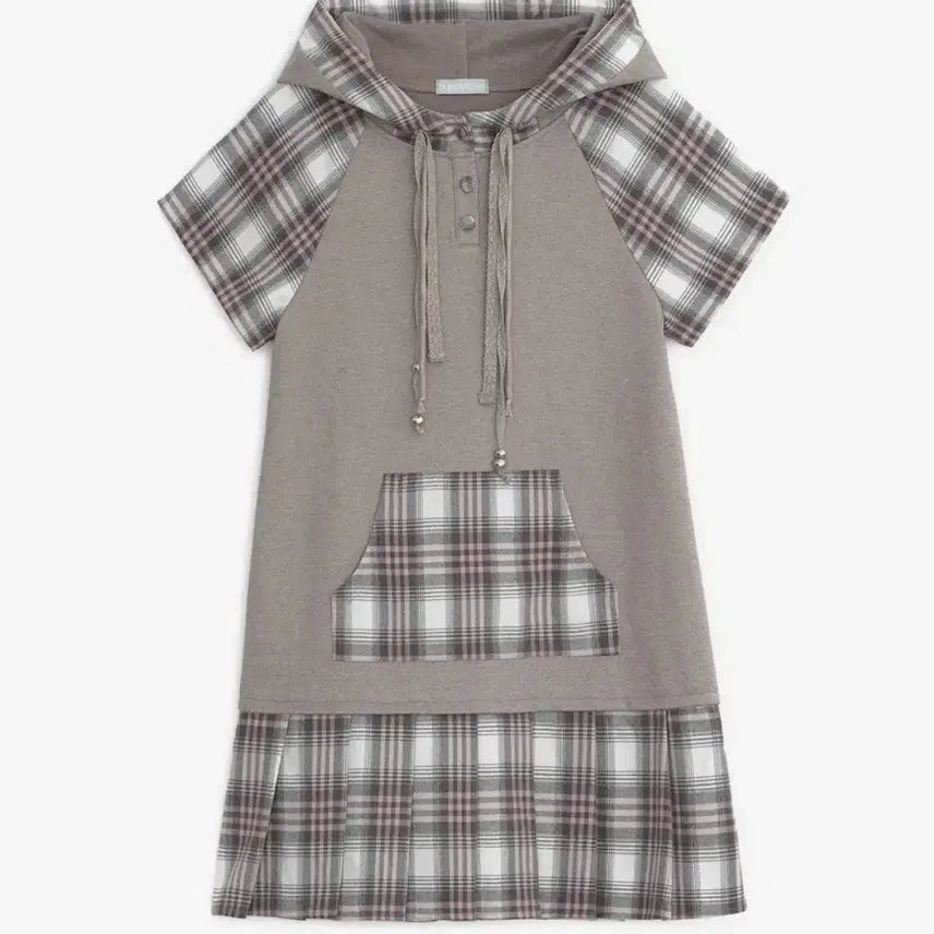 [BUNJANG] Huggerskin Check Pleats Hood Dress / 가격내림x)허그유어스킨 체크 플리츠 후드 드레스