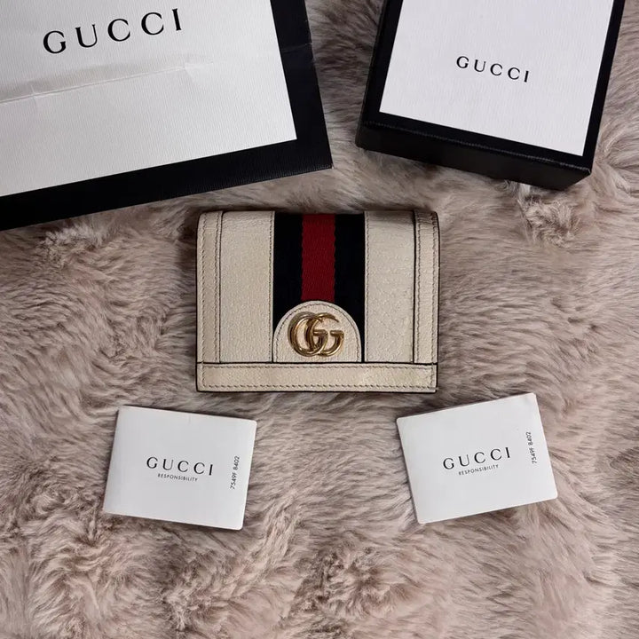 [BUNJANG] Gucci Ophidia Tri-Stripe Wallet Ivory / [정품] 구찌 오피디아 반지갑 아이보리 삼선