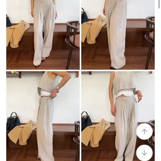 [BUNJANG] Linen Pintuck Wide Pants Beige / 린넨 핀턱 팬츠 베이지
