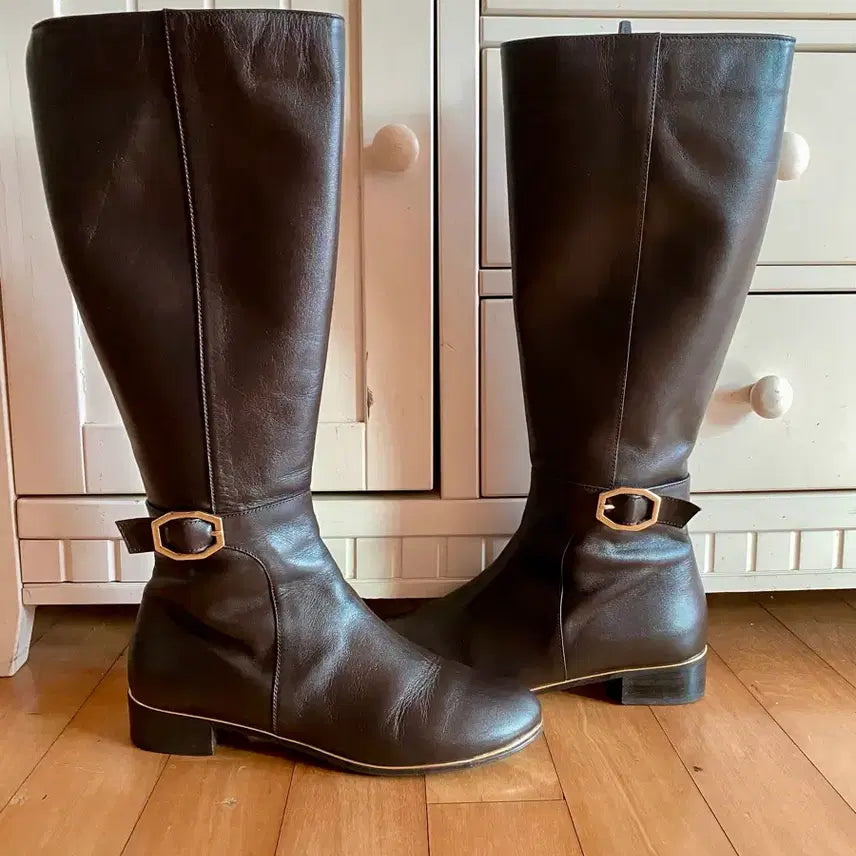 [BUNJANG] Mook Chocolate Leather Long Boots (245) / mook무크 소가죽 롱부츠 245