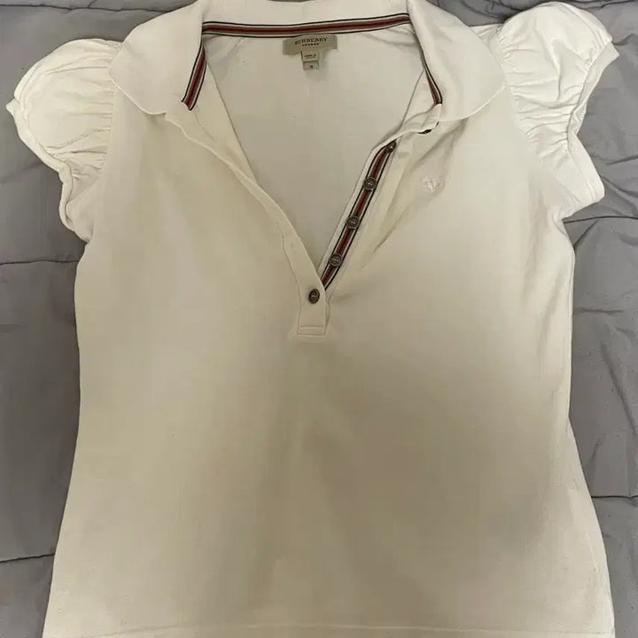 [BUNJANG] Burberry White Short Sleeve Polo T-shirt (Size S) / 버버리 화이트 반팔 폴로티셔츠 s