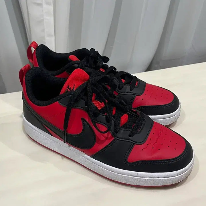 [BUNJANG] Nike Court Borough Low Red Black Sneakers (Size 240) / 나이키 코트 버로우 로우 레드 블랙 240