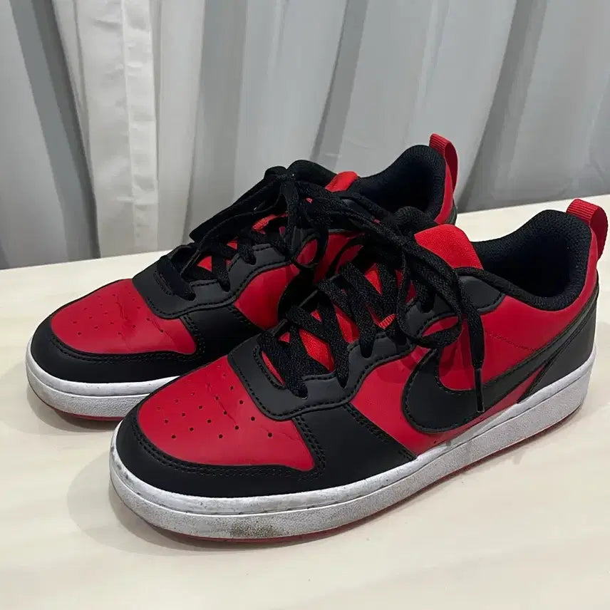 [BUNJANG] Nike Court Borough Low Red Black Sneakers (Size 240) / 나이키 코트 버로우 로우 레드 블랙 240
