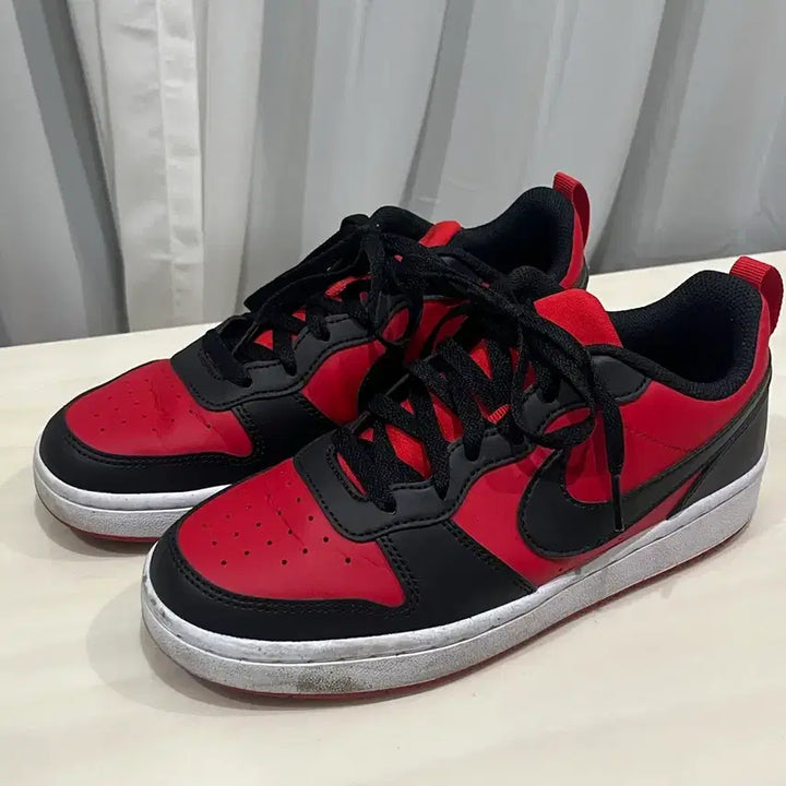 [BUNJANG] Nike Court Borough Low Red Black Sneakers (Size 240) / 나이키 코트 버로우 로우 레드 블랙 240