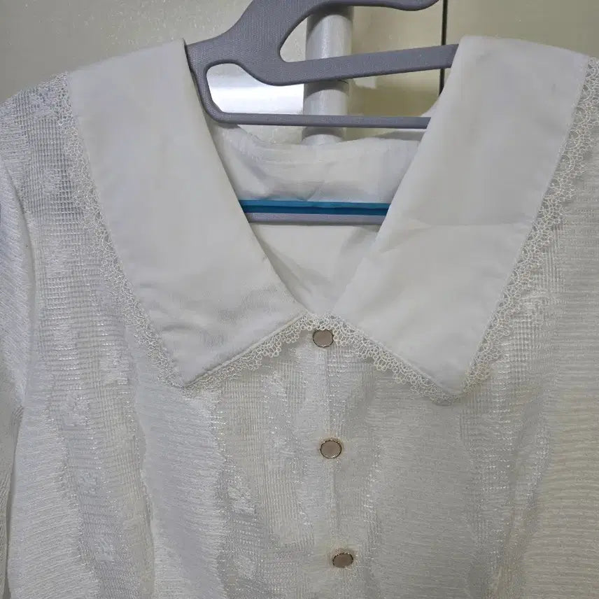 [BUNJANG] Lace Collar White Long Dress / 레이스 카라 화이트 롱 원피스