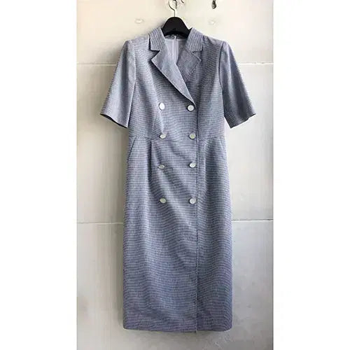 [BUNJANG] SOLEZIA Navy Plaid Stretch Summer Dress / S,SOLEZIA 정품/2022 - 통통55/새거수준