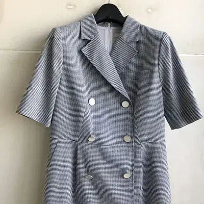 [BUNJANG] SOLEZIA Navy Plaid Stretch Summer Dress / S,SOLEZIA 정품/2022 - 통통55/새거수준