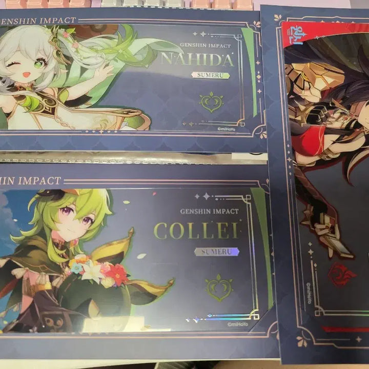 [BUNJANG] Genshin Cafe Sumeru PVC Benefit Ticket Set with Nahida / 원신 카페 수메르 pvc 특전 티켓 나히다 포함 3종 일괄