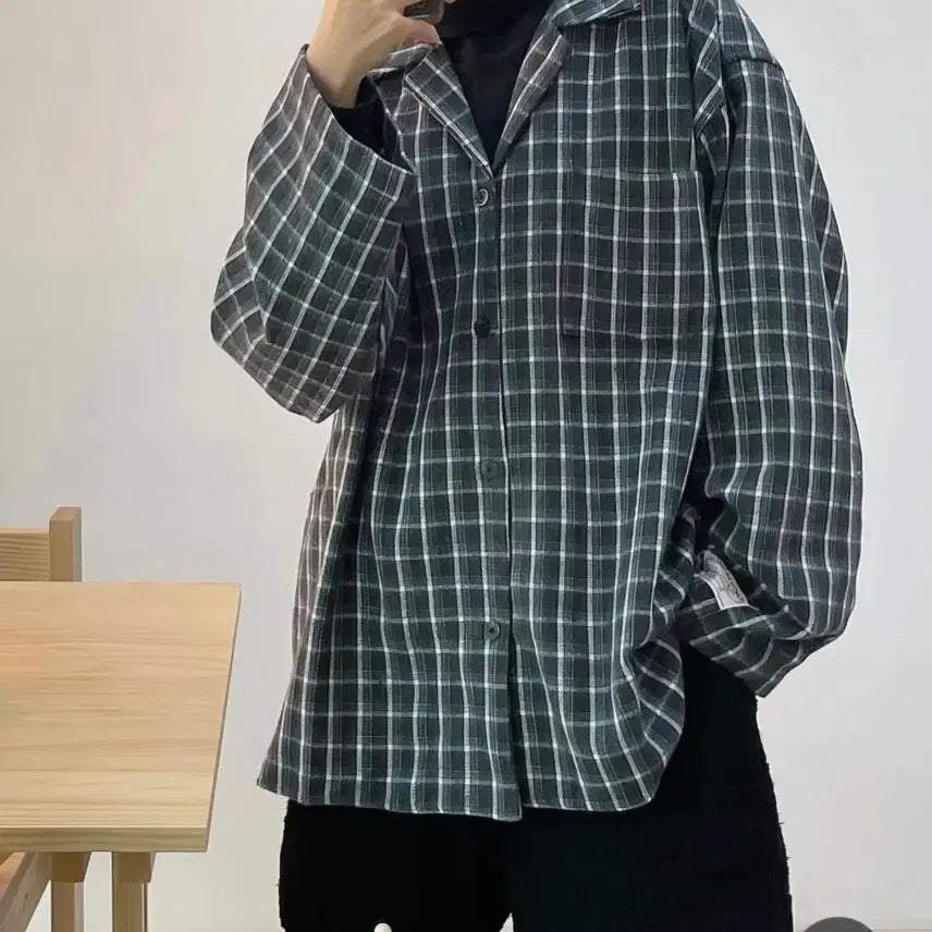 [BUNJANG] OS Hono Report Blue Tile Pajama Shirt / [os] hono report 파자마 셔츠 블루 타일