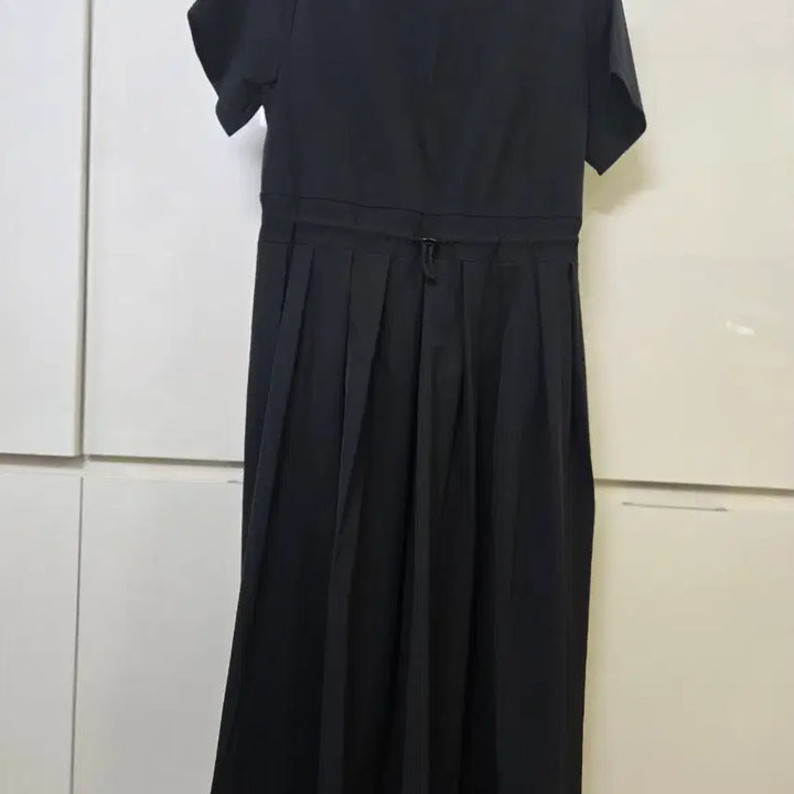 [BUNJANG] Black Long Sleeve Dress with Waist String / 블랙 롱 원피스 허리 스트링 반팔