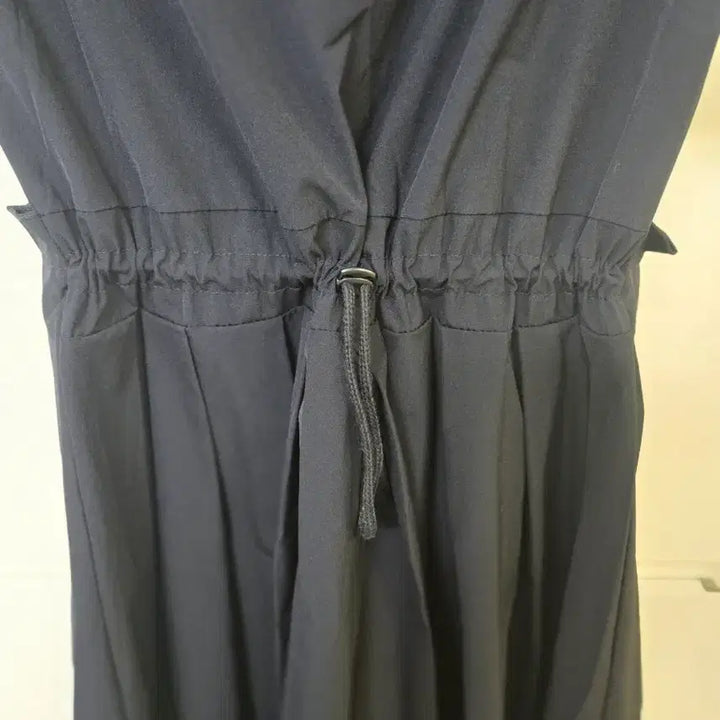 [BUNJANG] Black Long Sleeve Dress with Waist String / 블랙 롱 원피스 허리 스트링 반팔