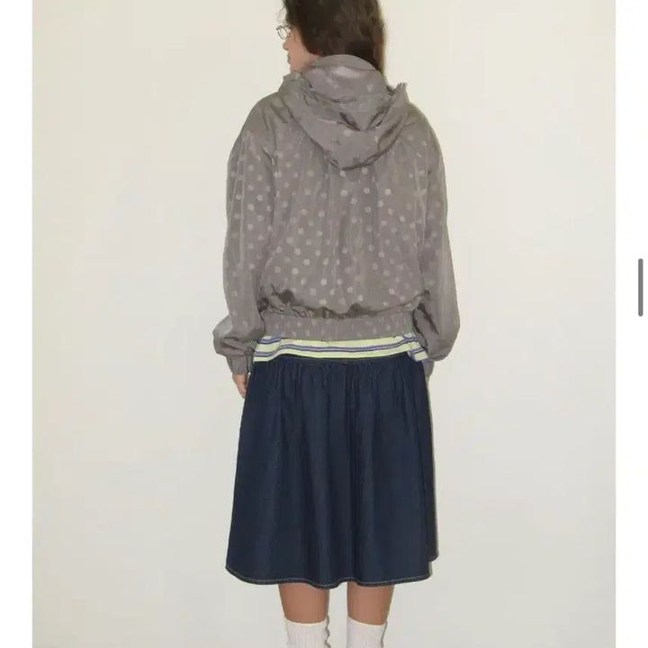 [BUNJANG] Ronron Frill Hoodie Windbreaker Grey / 론론 프릴 후디 바람막이 그레이