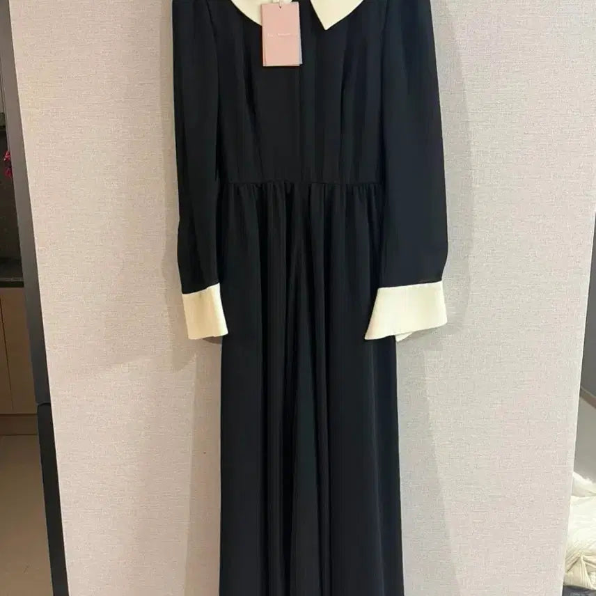[BUNJANG] Bride &amp; You Chiffon Black White Collar Long Dress / BAU 브라이드앤유 원피스 0사이즈 (새상품)