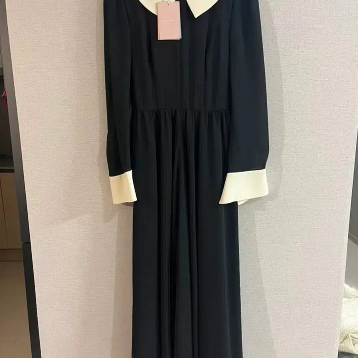 [BUNJANG] Bride &amp; You Chiffon Black White Collar Long Dress / BAU 브라이드앤유 원피스 0사이즈 (새상품)