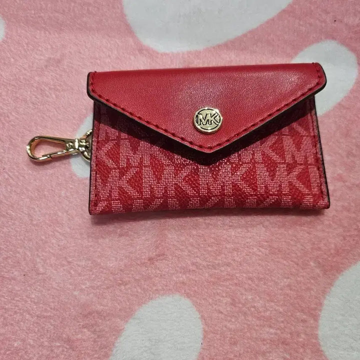 [BUNJANG] Michael Kors Red Leather Card Holder Keychain / 마이클코어스 레드 카드지갑 키링