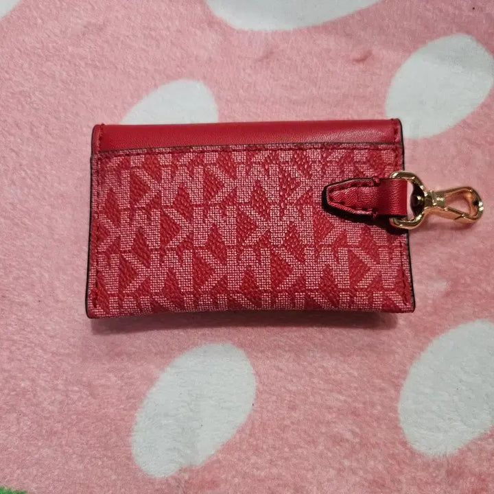 [BUNJANG] Michael Kors Red Leather Card Holder Keychain / 마이클코어스 레드 카드지갑 키링