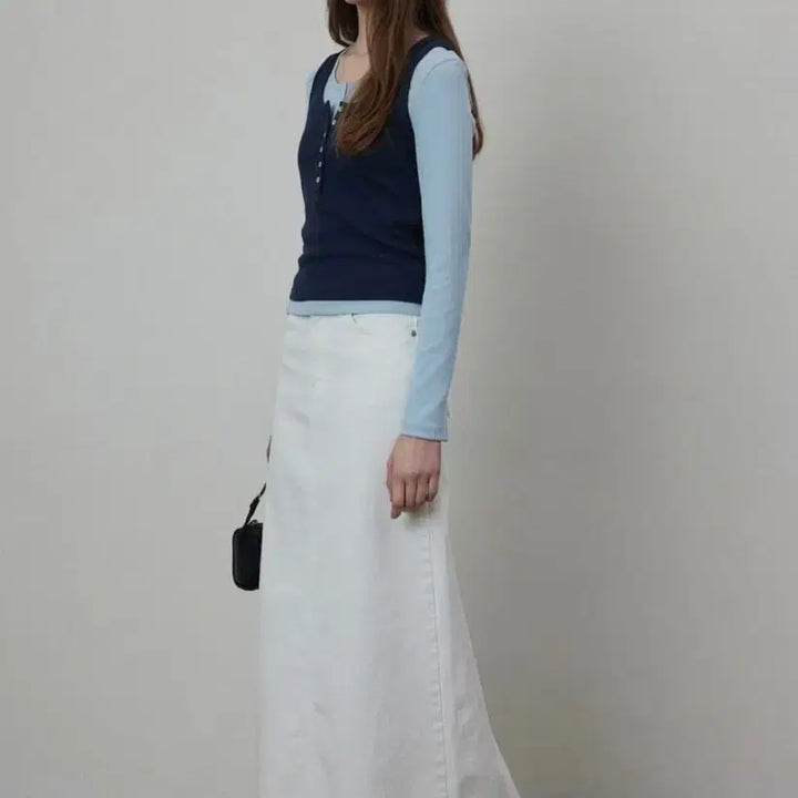 [BUNJANG] Queensrabbit Denim Long Skirt (White) / 퀸스래빗 데님 롱스커트(화이트)