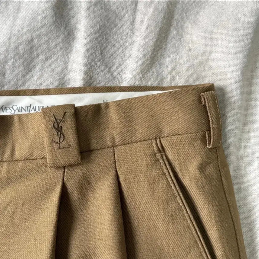 [BUNJANG] Yves Saint Laurent Vintage Embroidered Cabbra Brown Chino Pants / (32) 입생로랑 빈티지 자수 카브라 브라운 치노팬츠