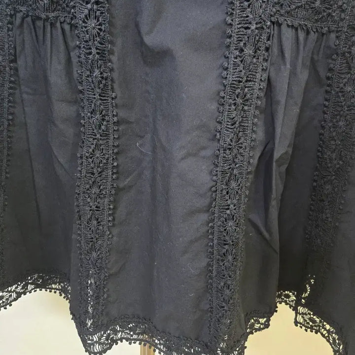 [BUNJANG] Black Lace Short Sleeve Midi Dress / 블랙 레이스 반팔 원피스