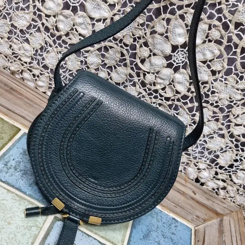 [BUNJANG] Chloe Marcie Saddle Bag Mini Dark Green Leather / ..정품Chloe&