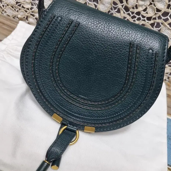 [BUNJANG] Chloe Marcie Saddle Bag Mini Dark Green Leather / ..정품Chloe&