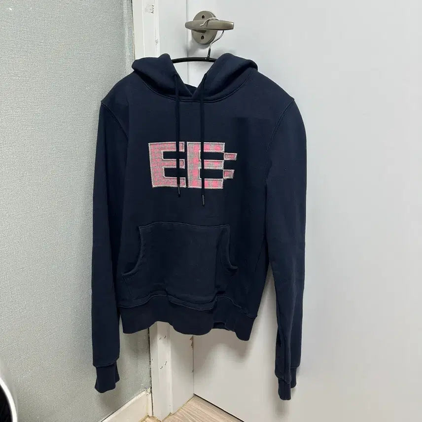 [BUNJANG] ENZO BLUES Pixel Logo Hoodie Navy / 엔조블루스 픽셀 로고 후드 후디 네이비