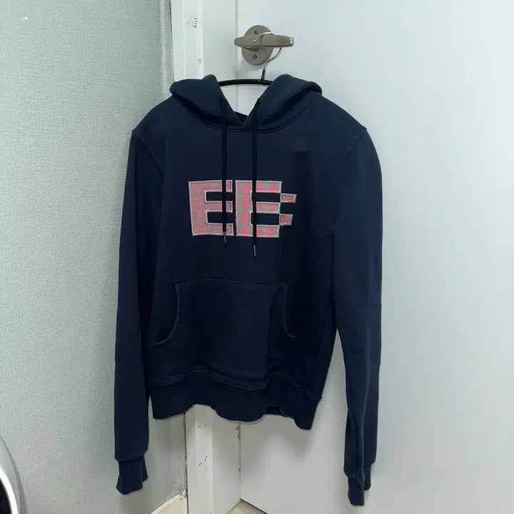 [BUNJANG] ENZO BLUES Pixel Logo Hoodie Navy / 엔조블루스 픽셀 로고 후드 후디 네이비