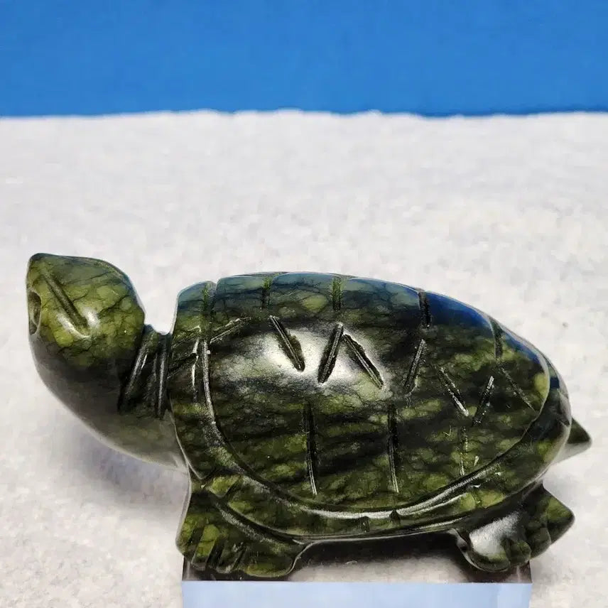 [BUNJANG] Natural Jade Turtle Sculpture with Stand / 천연 옥거북이 조각상(9cm)+받침대