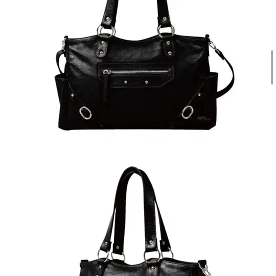 [BUNJANG] Anetik Studded Ring Bag Black Leather Bag / 아노에틱 스터드 링백 블랙 가죽백