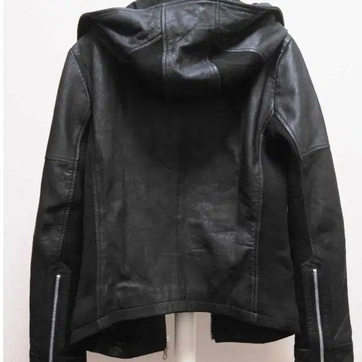 [BUNJANG] NO ID Lambskin High-neck Hooded Leather Jacket / NO ID 램스킨 하이넥 후디드 레더자켓