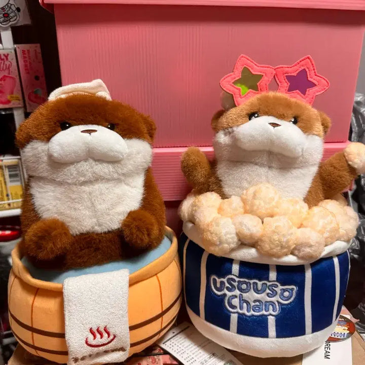 [BUNJANG] Woosoo Usa-chan Onsen &amp; Popcorn Bundle Plush Dolls / 우소우사짱 인형 온천,팝콘 일괄