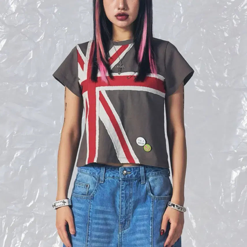[BUNJANG] SKIZM INDUCING Union Jack T-Shirt Grey S / 스키즘인듀싱 union jack t shirt grey S